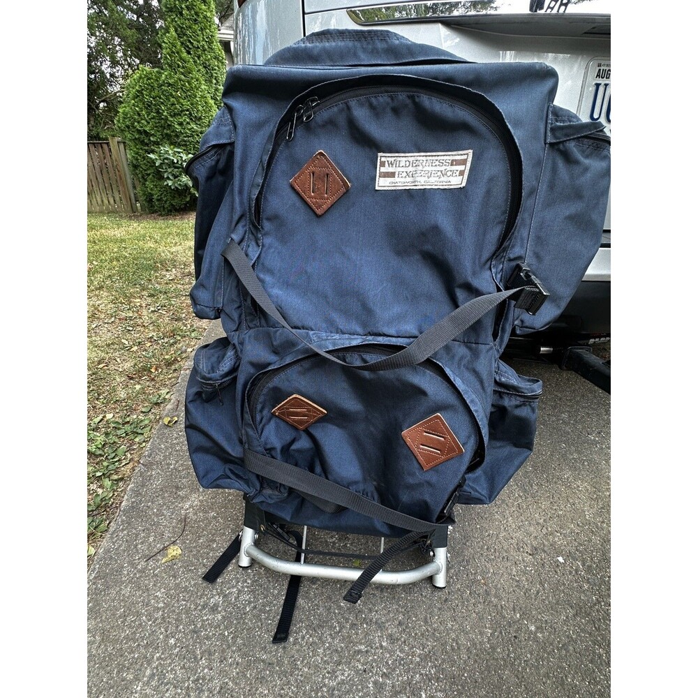 Vtg 70's Wilderness Experience California Frame Navy Backpack Granola Core RARE